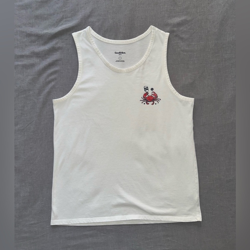 GOODFELLOW & CO. Men’s White Tank Top with Red Crab Design